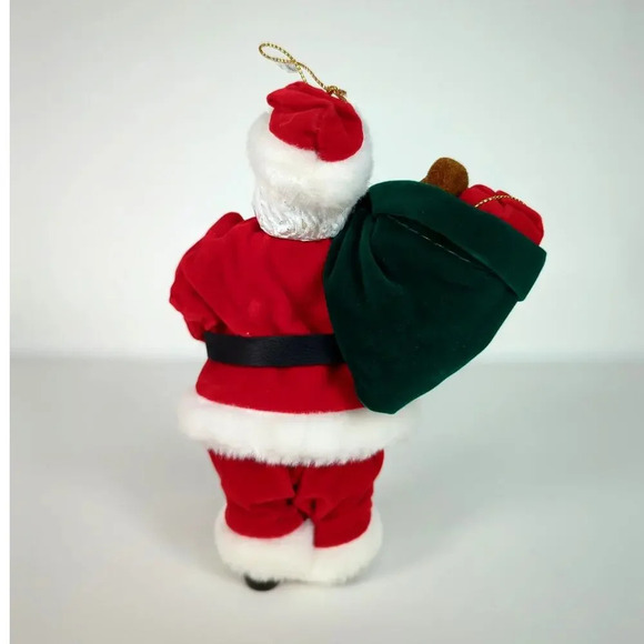 Santa Clause Ornament Teddy Bear Velvet Clothes Plastic Face and Hands Vintage - Picture 5 of 8